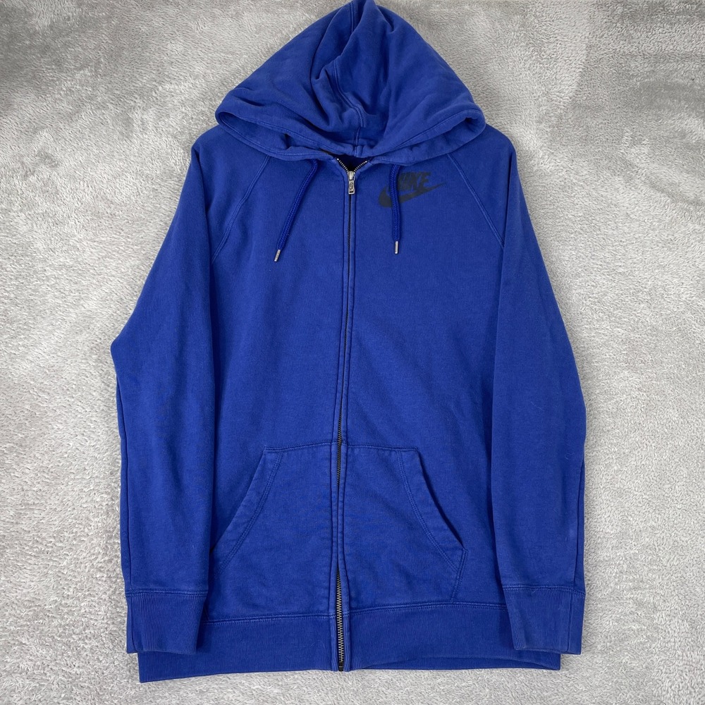 Nike Full Zip Hoodie Mens Small Blue Sportswear Fleece Raglan